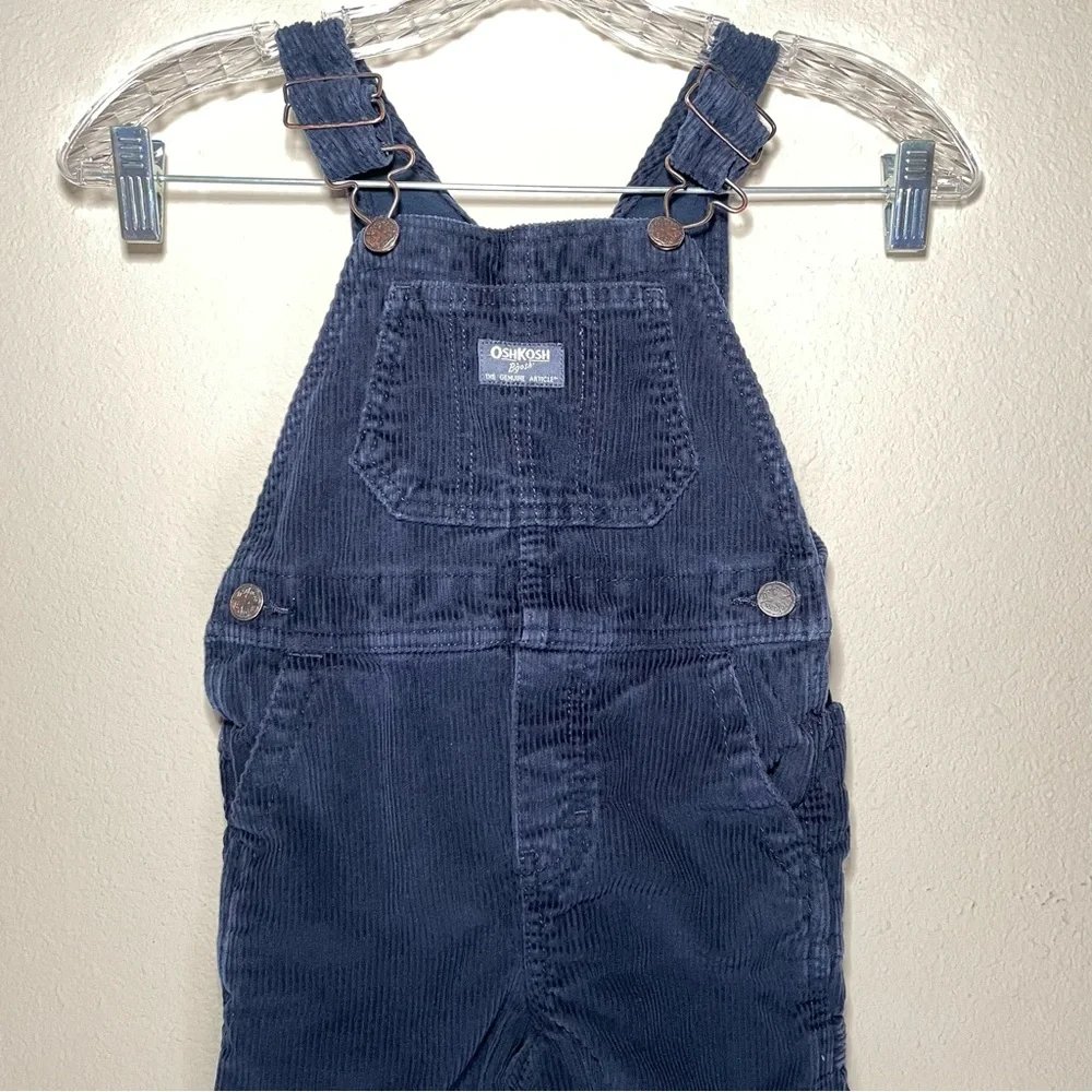 Oshkosh B’ Gosh Flannel Lined Corduroy‎ Overalls Navy Blue Size 4T
